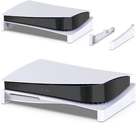 MENEEA Vízszintes Állvány PS5 Konzolhoz - Fehér Tartó Alap Playstation 5 Disc és Digital Kiadáshoz, Csúszásgátló Hűtőtalp 1