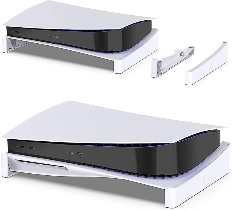 MENEEA Vízszintes Állvány PS5 Konzolhoz - Fehér Tartó Alap Playstation 5 Disc és Digital Kiadáshoz, Csúszásgátló Hűtőtalp