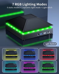 MENEEA Xbox Series X Hűtőventilátor RGB Fénycsíkkal - 3 Sebességes Felső Ventilátor, Porvédő Szűrő, USB 3.0 Port, Független Érintőkapcsoló,  4