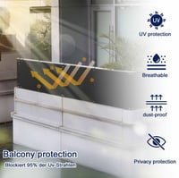 MENGH Balkonska zaštita od pogleda 80x700 cm, svijetlosiva - vjetrobran, mrežica sa UV zaštitom, bez bušenja, 160g/m², poliester, s ušicama, za balkonsku ogradu 2