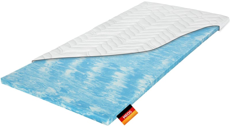 Meos gélový penový topper na matrace a boxspring postele, vyrobený v Nemecku, 50 kg/m3, biely, 140x200 cm, poťah prateľný do 60 °C