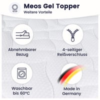 Meos gélový penový topper na matrace a boxspring postele, vyrobený v Nemecku, 50 kg/m3, biely, 140x200 cm, poťah prateľný do 60 °C 4
