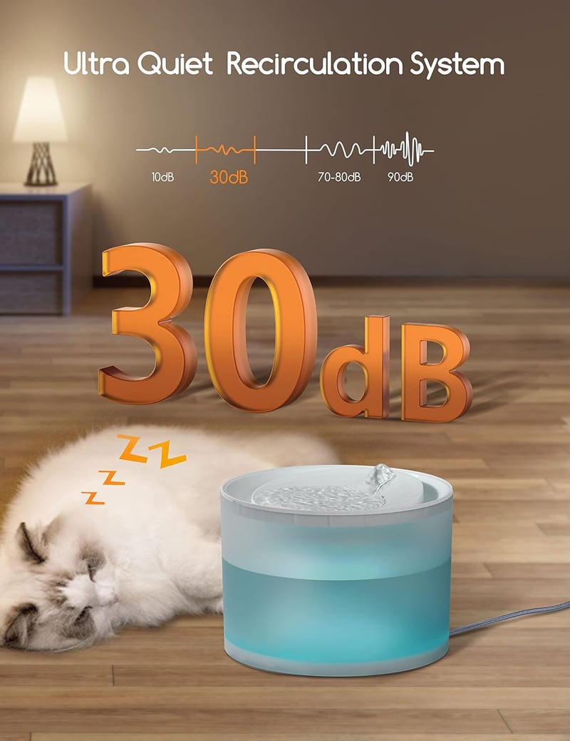 Meowant 2.2L Macska Ivófontána Vezeték Nélküli Pumpával, Csendes Működés