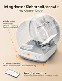 Litieră Autocurațătoare Meowant cu Control prin Aplicație și Odorizant – Toaletă Automată pentru Pisici cu Sistem Avansat de Siguranță 3
