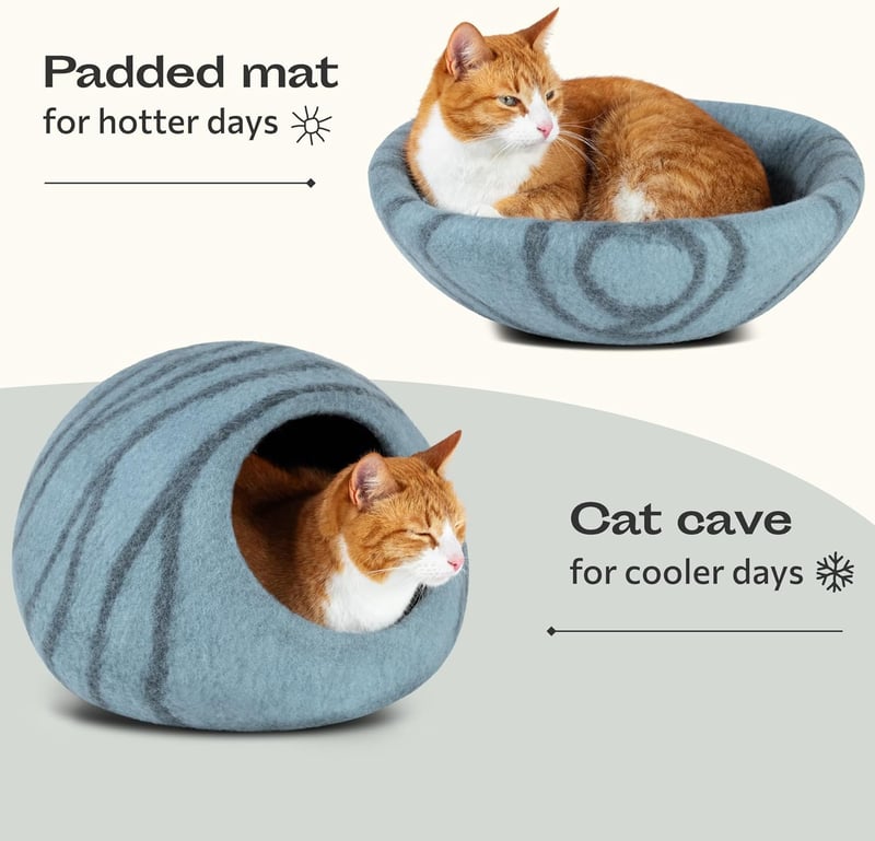 MEOWFIA 100% Merino Gyapjú Macskaagy - Kézzel Filcelt, Környezetbarát Alvóhely Cicáknak