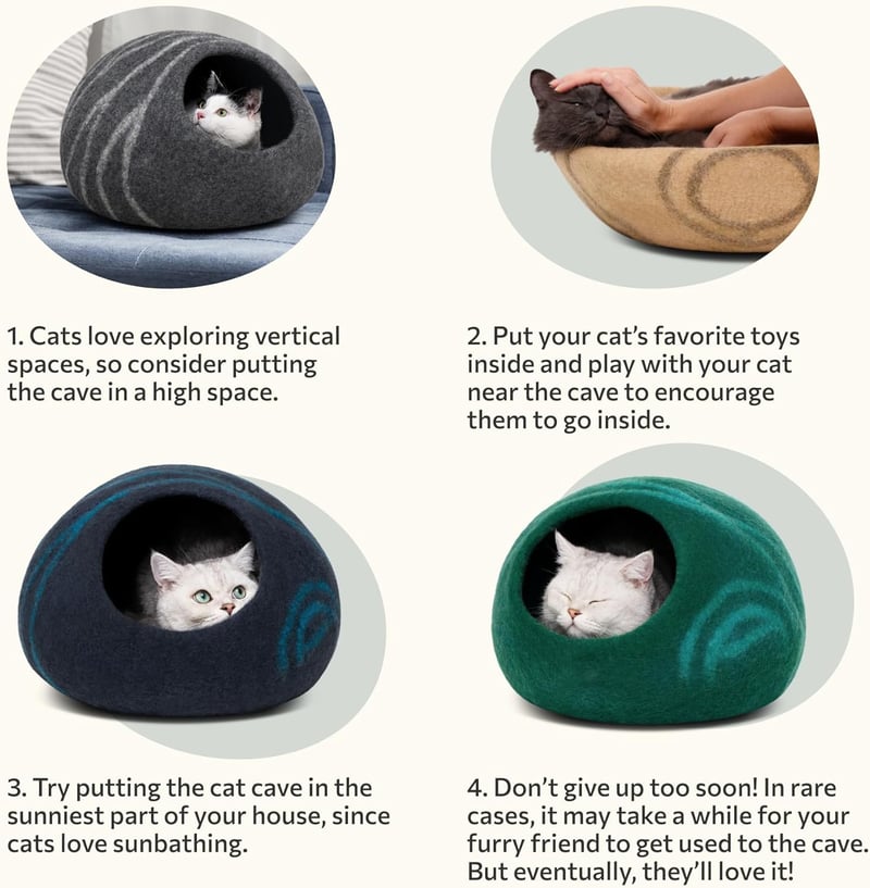 MEOWFIA 100% Merino Gyapjú Macskaagy - Kézzel Filcelt, Környezetbarát Alvóhely Cicáknak