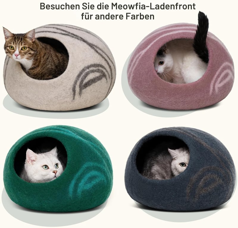 MEOWFIA 100% Merino Gyapjú Macskaagy - Kézzel Filcelt, Környezetbarát Alvóhely Cicáknak