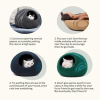 MEOWFIA Macska Barlang - 100% Merinó Gyapjú Bújó Fekhely Cicáknak, Kézzel Mosható, Környezetbarát, L-es Méret, Világosszürke 7