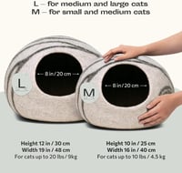 MEOWFIA Macska Barlang - 100% Merinó Gyapjú Bújó Fekhely Cicáknak, Kézzel Mosható, Környezetbarát, L-es Méret, Világosszürke 2