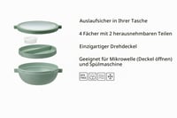 Mepal Bento Vita Bowl ebéddoboz rekeszekkel, dresszingfedéllel és tálcával, 1500 ml, Nordic Blue 2