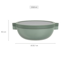 Mepal Bento Vita Bowl obedár s priehradkami, viečkom na dresing a táckou, 1500 ml, farba Nordic Sage 3