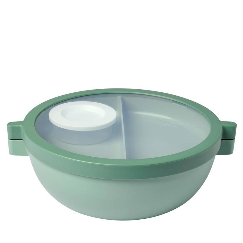 Mepal Bento Vita Bowl obedár s priehradkami, viečkom na dresing a táckou, 1500 ml, farba Nordic Sage