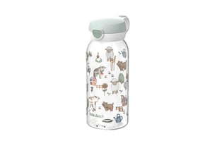 Sticlă pentru copii Mepal Campus cu capac rabatabil - Potrivită și pentru băuturi carbogazoase - Antiscurgere, lavabilă în mașina de spălat vase - 600 ml - Little Farm