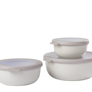 Set okruglih posuda za hranu Mepal Cirqula, 3 komada - Nordic White - 350 ml, 750 ml i 1250 ml - pogodno za mikrovalnu pećnicu, hladnjak i zamrzivač
