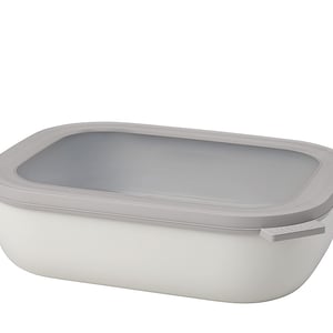 Mepal Cirqula Multi Bowl četvrtasta posuda za čuvanje hrane s poklopcem – hermetički zatvorena posuda za hladnjak i mikrovalnu pećnicu, 2000 ml, Nordic White