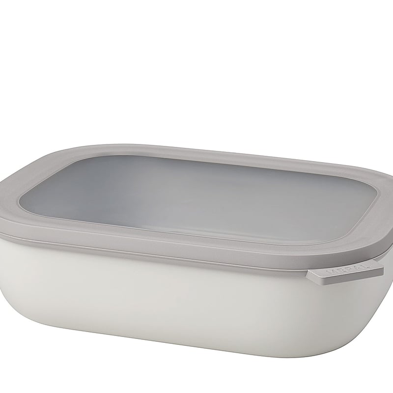 Mepal Cirqula hranatá dóza na potraviny s vekom – vzduchotesná nádoba do chladničky a mikrovlnnej rúry, 2000 ml, Nordic White