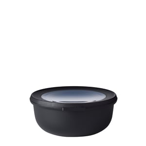 Recipient alimentar Mepal Cirqula Round Multi Bowl 750 ml Nordic Black cu capac detașabil, compatibil cu cuptorul cu microunde și mașina de spălat vase, rezistent la spargere