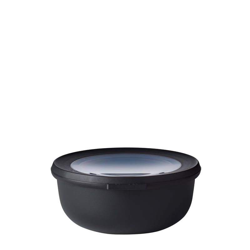 Viacúčelová miska Mepal Cirqula Round 750 ml Nordic Black s odnímateľným vekom, vhodná do mikrovlnnej rúry a umývačky riadu, odolná proti rozbitiu