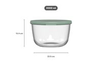 Recipient din sticlă cu capac Mepal Cirqula – 3000 ml – Nordic sage – potrivit pentru cuptor, cuptor cu microunde, congelator și mașina de spălat vase 3