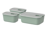 Mepal EasyClip set posuda za čuvanje hrane 3 dijela - S poklopcem i kliznim zatvaračem - Pogodno za mikrovalnu pećnicu, hladnjak i zamrzivač - 2x 450 ml + 1000 ml - Nordic Sage 1