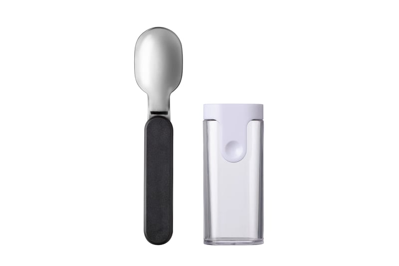 Lingură pliabilă Mepal Ellipse - Lingură de voiaj reutilizabilă din oțel inoxidabil cu etui, Nordic Black