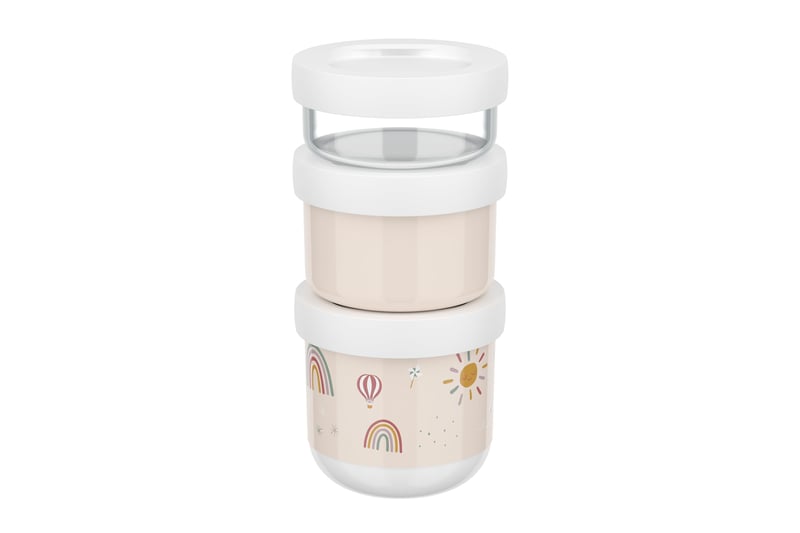 Súprava stohovateľných dóz na desiatu Mepal Mio, 3 kusy – 100 + 175 + 275 ml – Vhodné do mikrovlnky, mrazničky a umývačky riadu – Sunshine & Rainbow