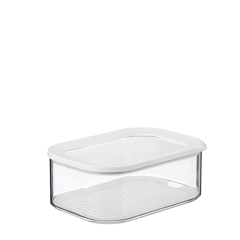 Cutie pentru brânzeturi Mepal Modula cu capac pentru frigider - recipient etanș pentru felii și bucăți de brânză - 2000 ml - alb