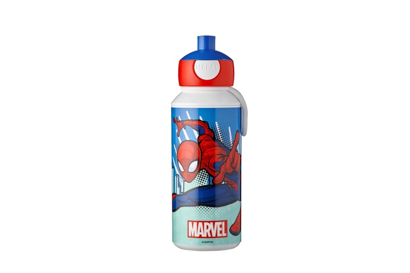 Sticlă pentru copii Mepal Pop-up Campus Spiderman 400 ml - recipient de apă pentru școală, fără BPA, etanș, lavabil în mașina de spălat vase