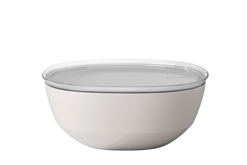 Mepal Silueta servírovacia misa s vekom 5000 ml – Nordic White, vhodná do umývačky riadu a mikrovlnnej rúry, šalátová misa