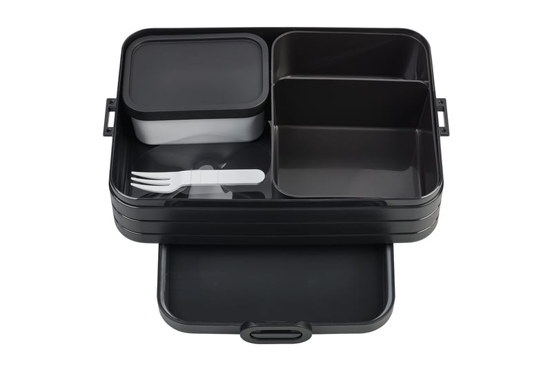 Caserolă pentru prânz Mepal Take A Break Large Bento cu compartimente, 1500 ml, Nordic Black, pentru sandvișuri și gustări