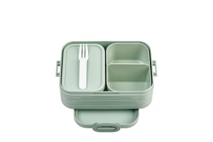 Mepal Take A Break Midi Bento kutija za hranu s vilicom i pretincima, 900 ml, Nordic Sage zelena — S tragovima ljepila (stanje: vidi 2. sliku)