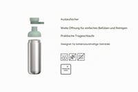 Nerezová fľaša na vodu Mepal Vita 700 ml - 2 otvory, nepriepustná, vhodná do umývačky riadu - Nordic Sage 2