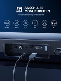 MEREDO 2.1 Hangfal TV-hez és PC-hez - Leválasztható Soundbar Mélynyomóval, 5 EQ Mód, 180W, BT 5.4, USB, ARC, 80 cm 6