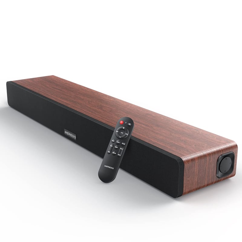 MEREDO D47 Plus Soundbar za TV, s ugrađenim subwooferom, 165W, 2.1 kanalni, 5 EQ načina, Bluetooth 5.0, optički, ARC, 78 cm, smeđa