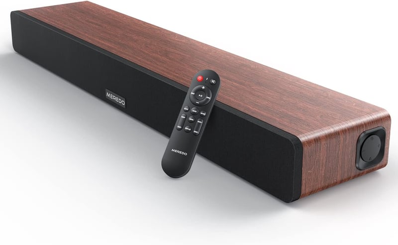 MEREDO D47 Plus Fa Soundbar TV-hez, Beépített Mélynyomóval, 165W, 2.1 Csatornás, 5 EQ Mód, Bluetooth 5.0, Optikai, ARC, 78 cm, Barna