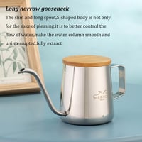 MERMOO YILAN 350ml Gooseneck Kávéforraló Rozsdamentes Acél Pour Over Teafőző 5