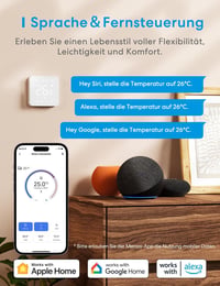 Meross Okos Termosztát Kazánhoz - WiFi Fűtésszabályozó Siri és Google Hangvezérléssel, LED Érintőkijelzővel, Távvezérelhető, Fehér 4