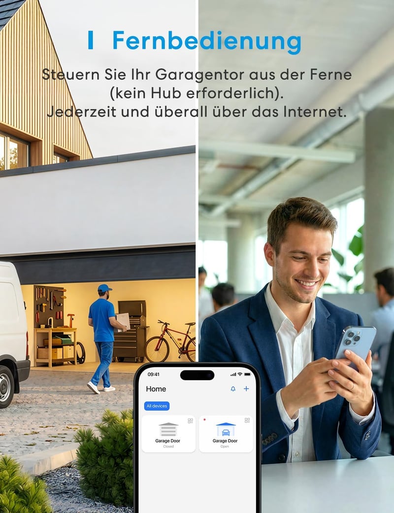 meross Smart WiFi Garázskapu Nyitó, Alexa és Google Asszisztens Kompatibilis - HomeKit, Single