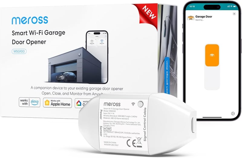 meross Smart WiFi Garázskapu Nyitó, Alexa és Google Asszisztens Kompatibilis - HomeKit, Single