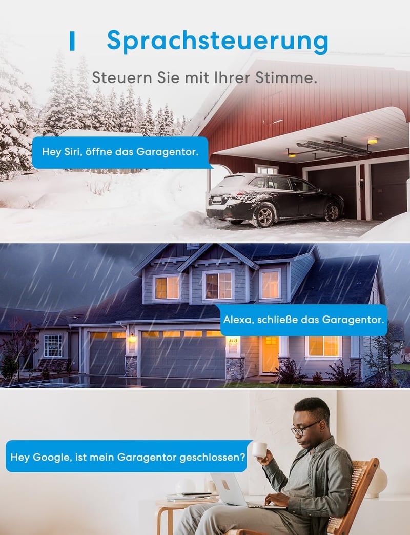 meross Smart WiFi Garázskapu Nyitó, Alexa és Google Asszisztens Kompatibilis - HomeKit, Single
