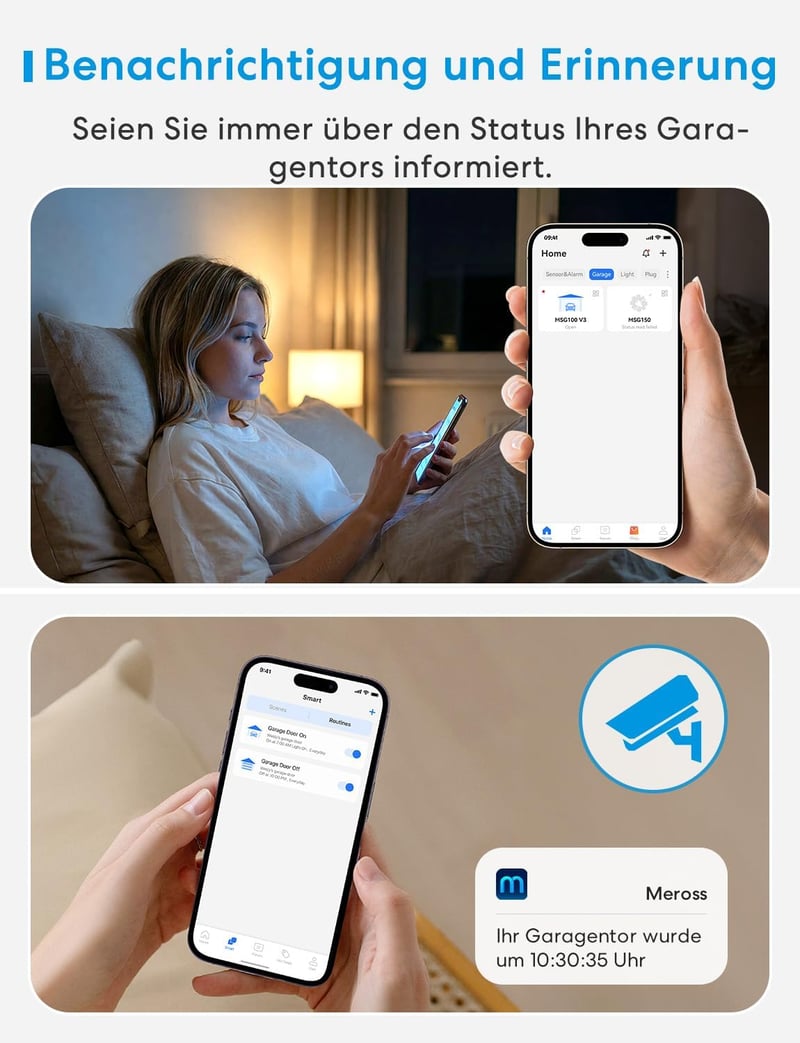 meross Smart WiFi Garázskapu Nyitó, Alexa és Google Asszisztens Kompatibilis - HomeKit, Single