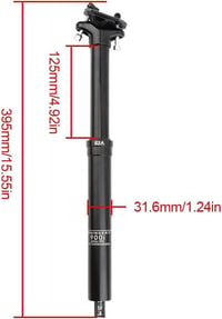 MEROURII Hidraulikus Teleszkópos Nyeregcső MTB Kerékpárokhoz - 30.9/31.6 mm, Állítható Magasság, Alumínium, Vízálló, 395/345 mm 1