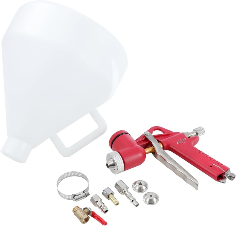 Merry Tools Hopper Feed Texturált Festékszóró Pisztoly 5L Tartállyal - 4/6/8mm Fúvókákkal Kül- és Beltéri Festéshez