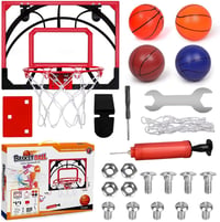 MerryXGift Mini Kosárlabda Gyűrű Szobai Beltéri Kosárlabda Hoop 4 Labdapumpával - Red / Black, Sporty-modern 2