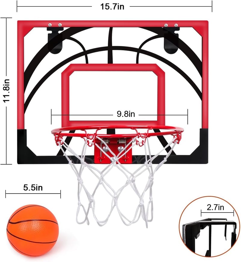 MerryXGift Mini Kosárlabda Gyűrű Szobai Beltéri Kosárlabda Hoop 4 Labdapumpával - Red / Black, Sporty-modern