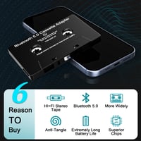 Mersoco Bluetooth 5.0 kazettaadapter autóhoz, mikrofonnal - fekete 3