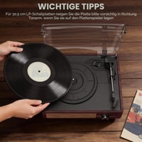 Prenosný vinylový gramofón Mersoco s Bluetooth, 3 rýchlosťami 33/45/78 ot./min, vstavanými 2 stereo reproduktormi a dizajnom z prírodného dreva 5