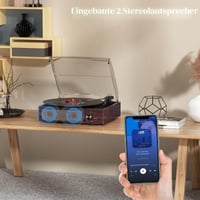 Prenosný vinylový gramofón Mersoco s Bluetooth, 3 rýchlosťami 33/45/78 ot./min, vstavanými 2 stereo reproduktormi a dizajnom z prírodného dreva 6