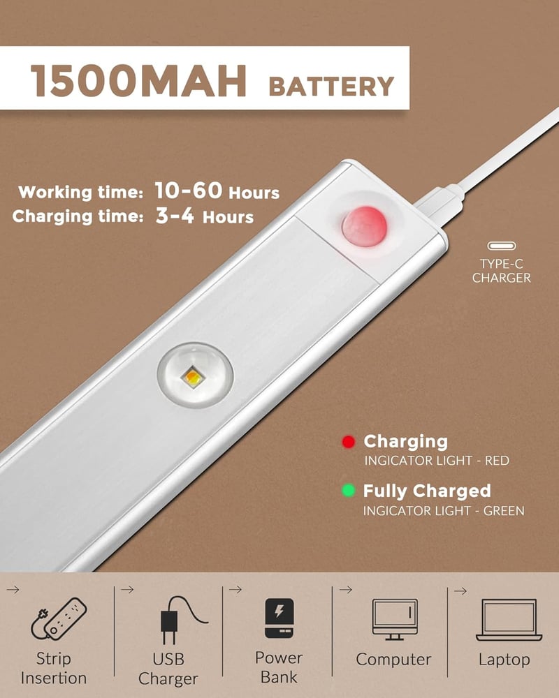 MERTTURM 45 cm Szekrény LED Világítás Mozgásérzékelővel, Mágneses Konyhai Pultvilágítás, 3 Színű Hangulat Fény Dimmerrel, Gardróbhoz Hálószo