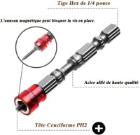 Mesee 10db PH2 Mágneses Csavarozó Bit Készlet, 65mm S2 Acél, Csúszásgátló, Gipszkarton Csavarokhoz, 1/4" Kompatibilis 3